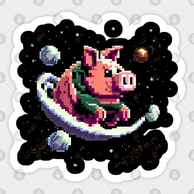 Space Pig Sticker by Pixel-Eye